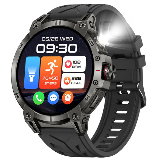 KC89 1.85-inch Outdoor Smart Watch with Compass and Flashlight Health Monitoring Wrist Watch