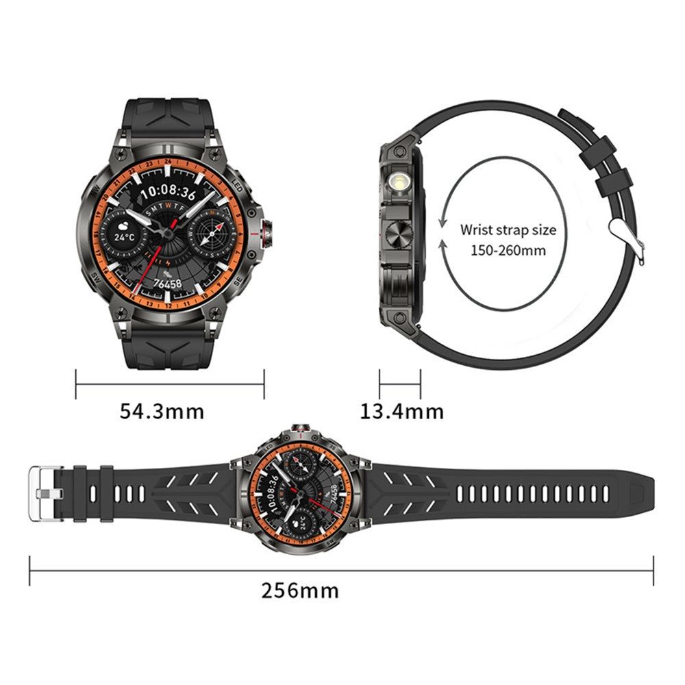 KC89 1.85-inch Outdoor Smart Watch with Compass and Flashlight Health Monitoring Wrist Watch