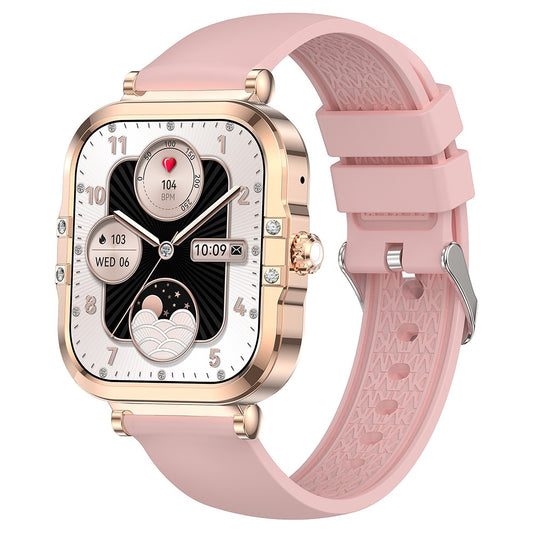 HK82 1.75-inch AMOLED Square Screen NFC Smart Watch Health Monitor Wrist Watch, Silicone Strap