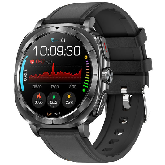 ET492 Smart Watch Bluetooth-compatible Call Body ECG Health Monitor Smartwatch, Leather Strap