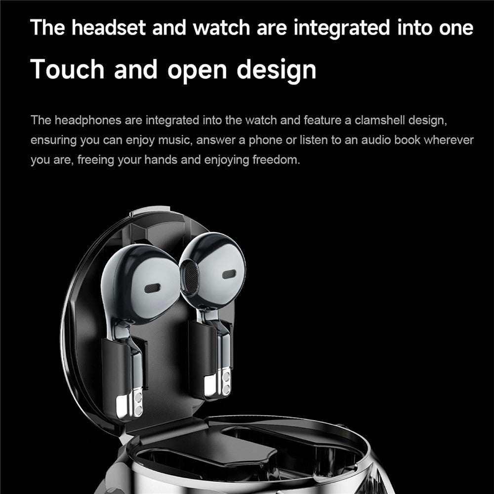 D9 Steel Strap Smart Watch with Earbuds Bluetooth-compatible 5.3 Heart Rate Monitor NFC Touch Screen Fitness Tracker
