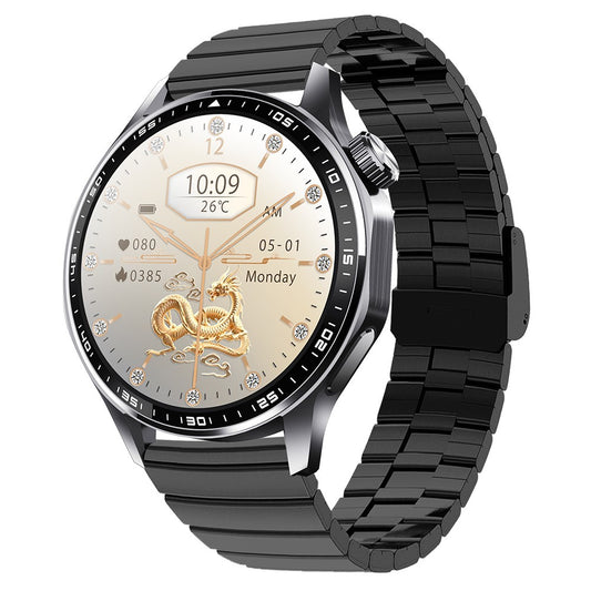 F61 1.55 Inch Round Screen Sports Smart Watch SOS Alarm Heart Rate Blood Oxygen Monitor with Bamboo Joint Strap