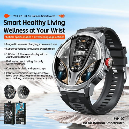WEKOME WH-07 Smart Watch Zinc Alloy IP67 Waterproof Bluetooth-compatible 1.85 Inch HD Display Health Monitor with 2 Watch Straps