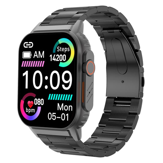 G41 2.01 Inch Health Monitor Smart Watch Bluetooth-compatible Calling Fitness Tracker for Android iOS , Steel Strap
