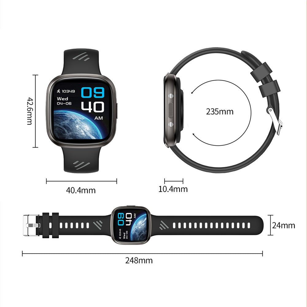 HT31 1.72 Inch IPS Screen Bluetooth-compatible Calling Smart Watch Health Monitor with UV Flashlight
