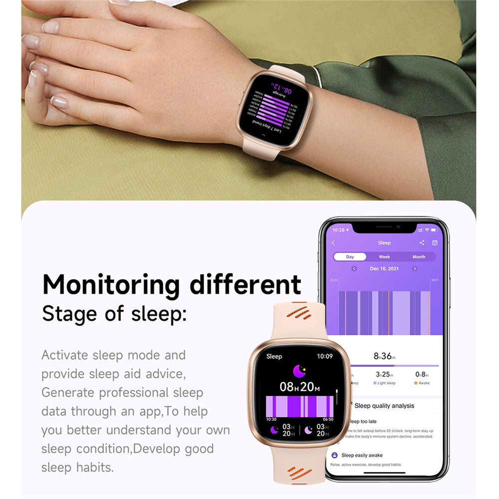 HT31 1.72 Inch IPS Screen Bluetooth-compatible Calling Smart Watch Health Monitor with UV Flashlight