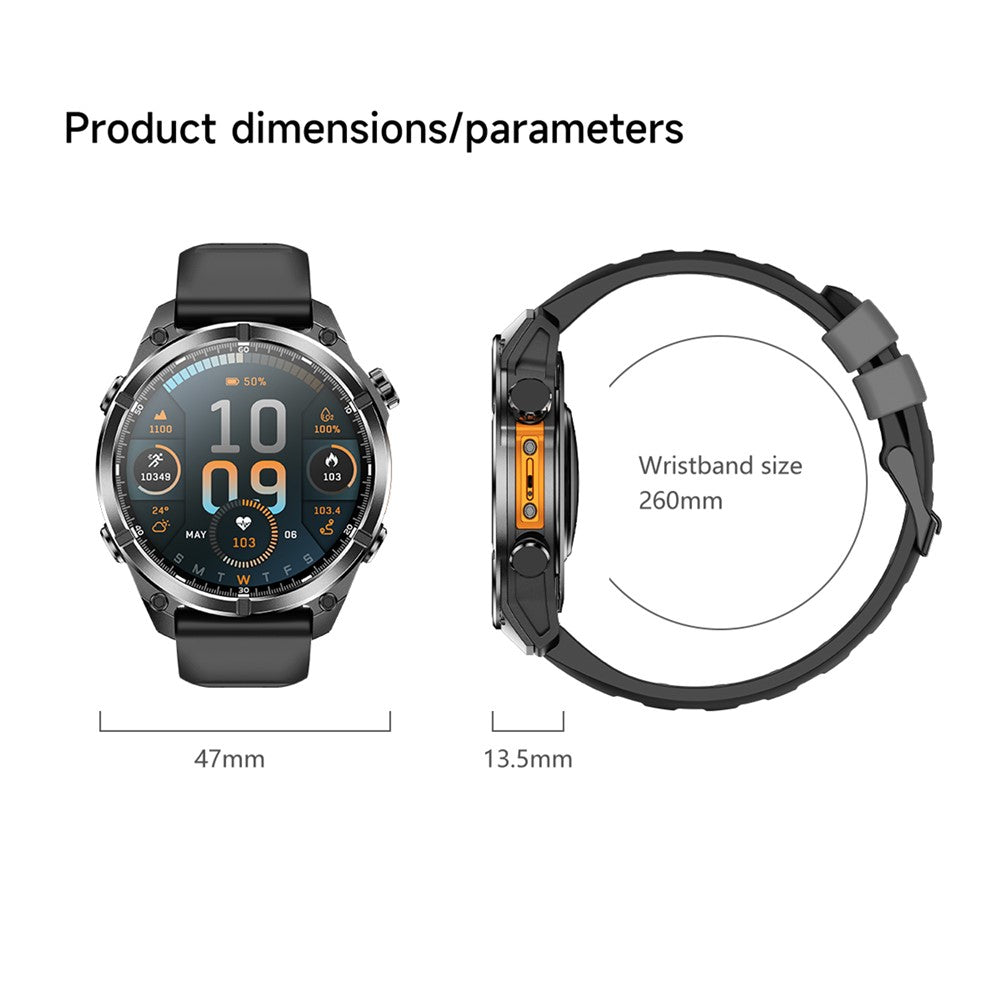 HD300 Smart Watch Bluetooth-compatible Call Wireless Charging Heart Rate Blood Pressure SpO2 3ATM Waterproof Watch with Dual Strap
