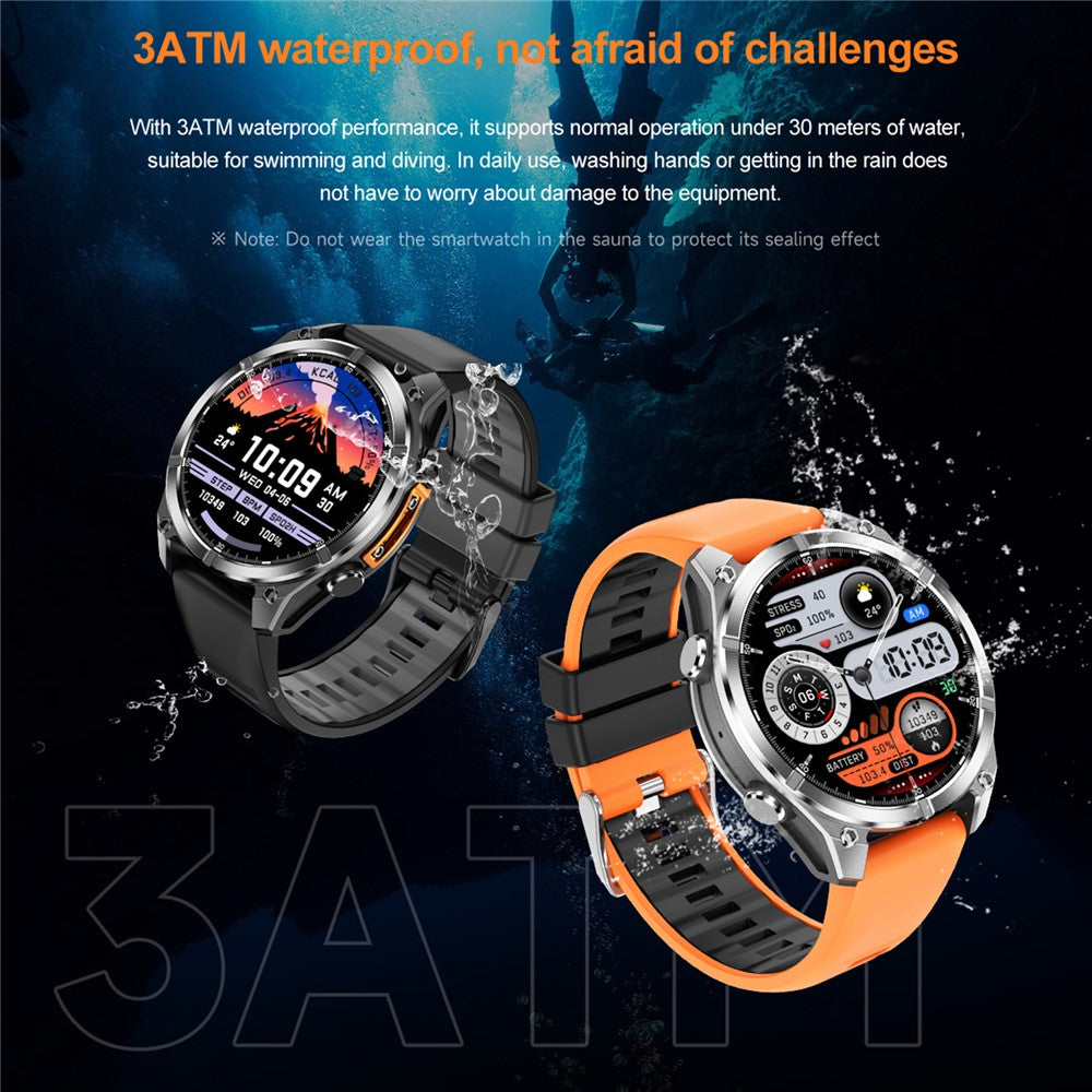 HD300 Smart Watch Bluetooth-compatible Call Wireless Charging Heart Rate Blood Pressure SpO2 3ATM Waterproof Watch with Dual Strap