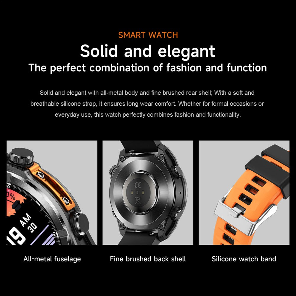 HD300 Smart Watch Bluetooth-compatible Call Wireless Charging Heart Rate Blood Pressure SpO2 3ATM Waterproof Watch with Dual Strap