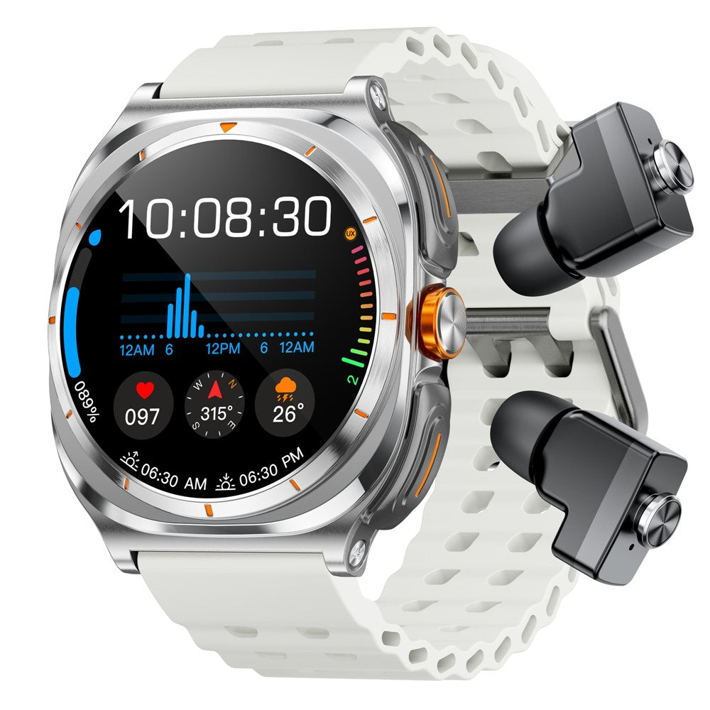 GT98 2 in 1 TWS Earphones 1.53 Inch HD Round Screen Waterproof Sport Smartwatch