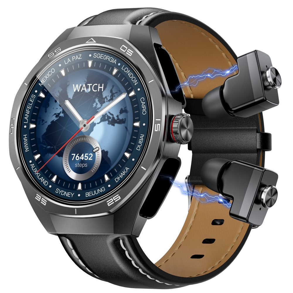 GT97 2 in 1 Bluetooth-compatible TWS Earphones 1.53 Inch Round Screen Heart Rate Monitor Smart Watch