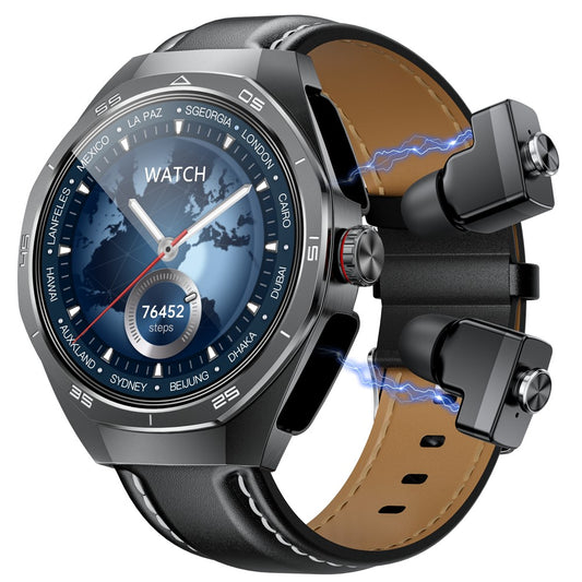 GT97 2 in 1 Bluetooth-compatible TWS Earphones 1.53 Inch Round Screen Heart Rate Monitor Smart Watch