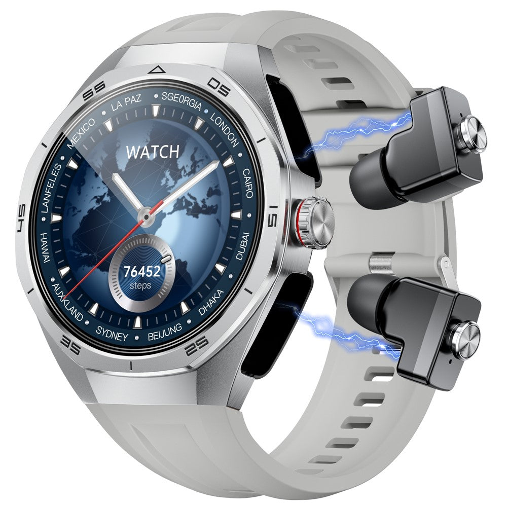 GT97 2 in 1 Bluetooth-compatible TWS Earphones 1.53 Inch Round Screen Heart Rate Monitor Smart Watch