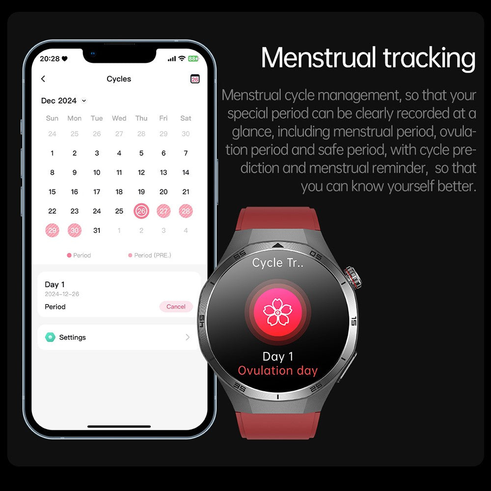 ET456 Silicone Strap 1.56 Inch Round AMOLED Screen Smart Watch Bluetooth-Compatible Call ECG Health Monitor Sports Watch
