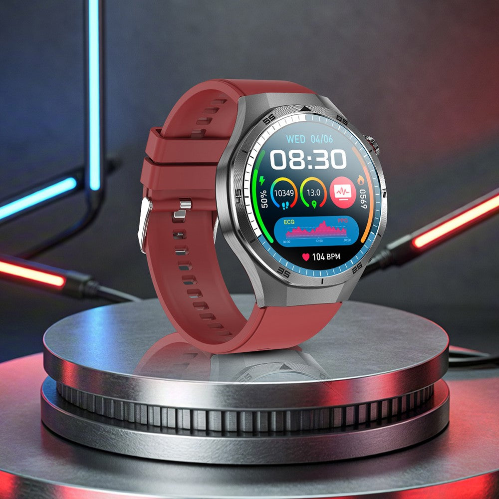 ET456 Silicone Strap 1.56 Inch Round AMOLED Screen Smart Watch Bluetooth-Compatible Call ECG Health Monitor Sports Watch