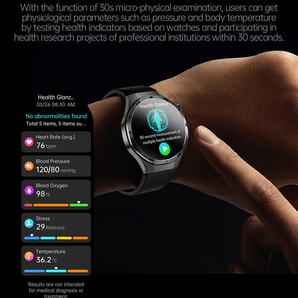 ET456 Silicone Strap 1.56 Inch Round AMOLED Screen Smart Watch Bluetooth-Compatible Call ECG Health Monitor Sports Watch