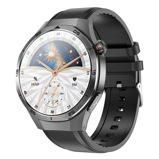 ET456 Leather Strap 1.56 Inch Round AMOLED Screen Smart Watch Bluetooth-Compatible Call ECG Health Monitor Sports Watch