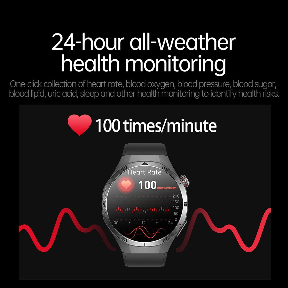 ET456 Leather Strap 1.56 Inch Round AMOLED Screen Smart Watch Bluetooth-Compatible Call ECG Health Monitor Sports Watch