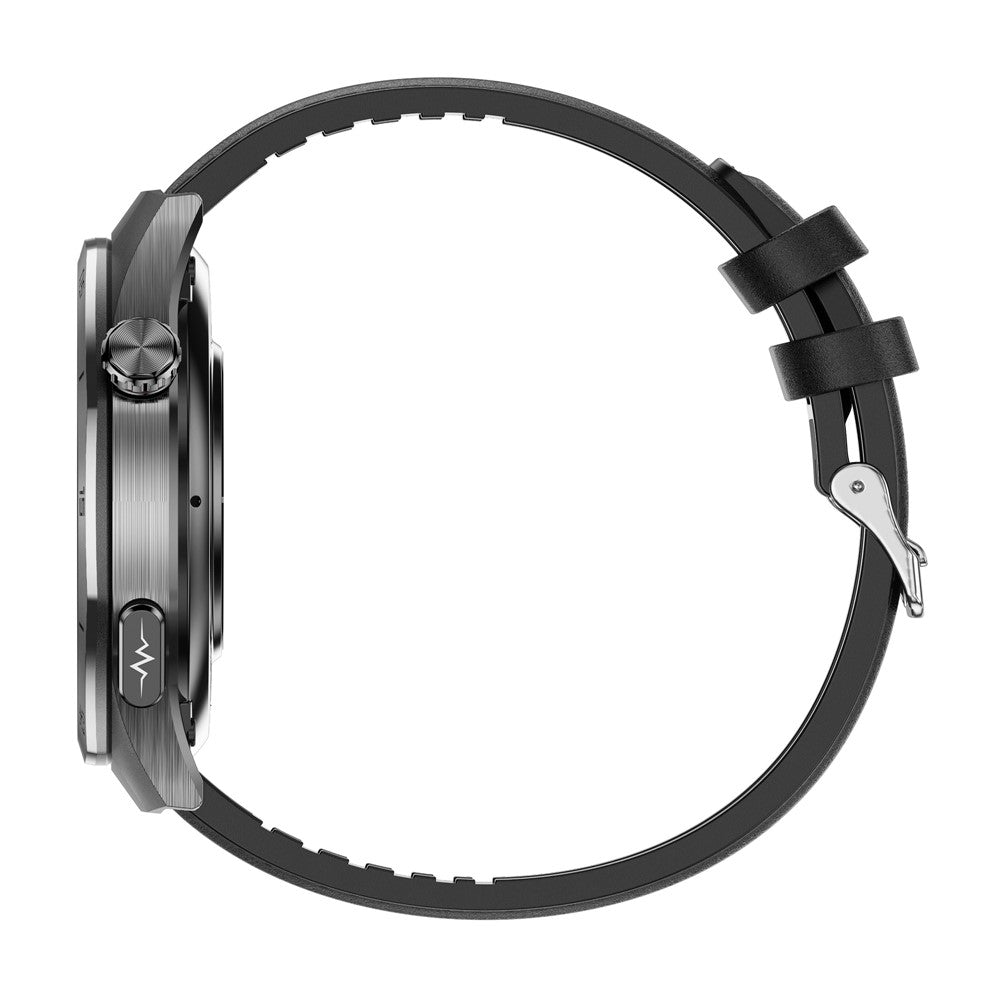 ET456 Leather Strap 1.56 Inch Round AMOLED Screen Smart Watch Bluetooth-Compatible Call ECG Health Monitor Sports Watch