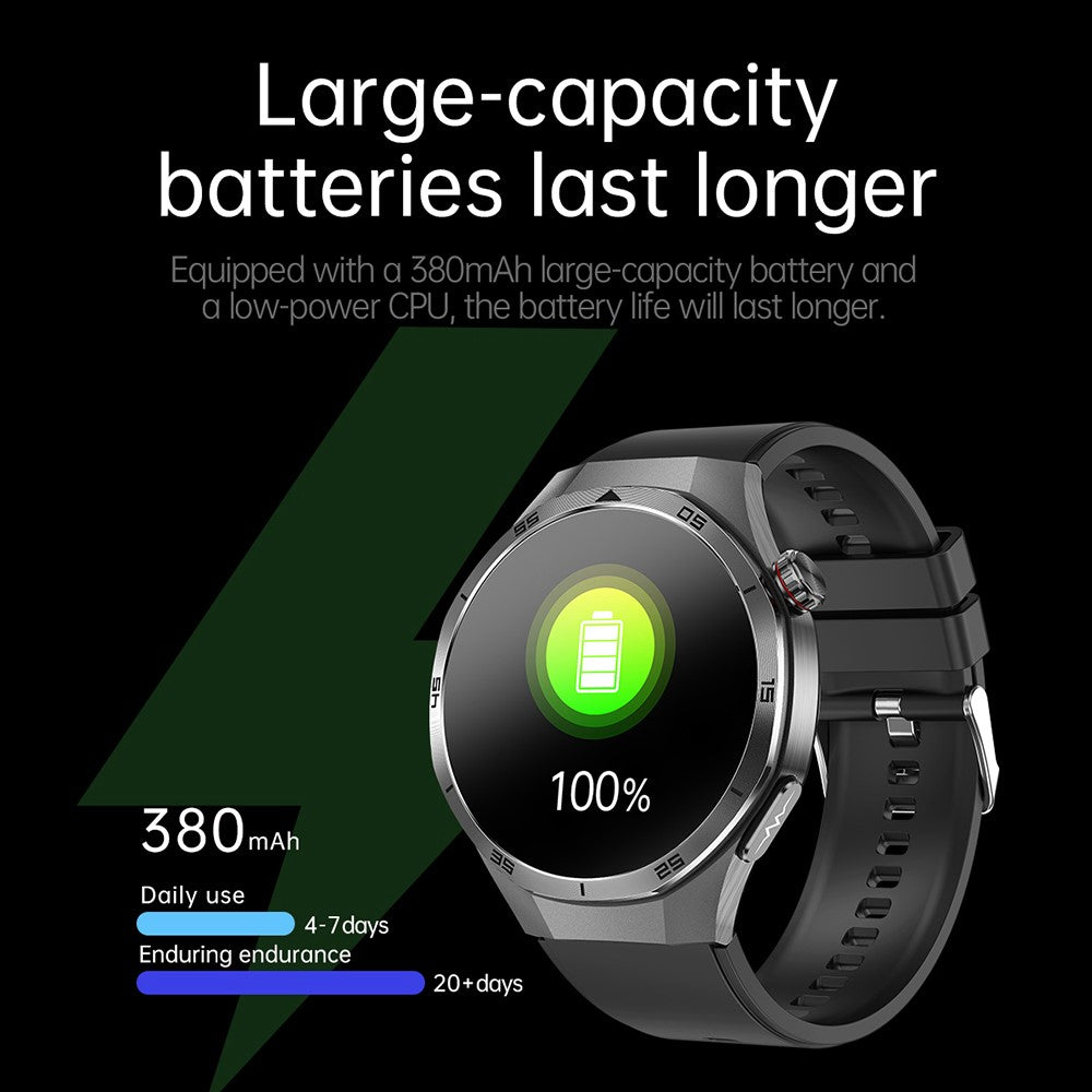ET456 Leather Strap 1.56 Inch Round AMOLED Screen Smart Watch Bluetooth-Compatible Call ECG Health Monitor Sports Watch