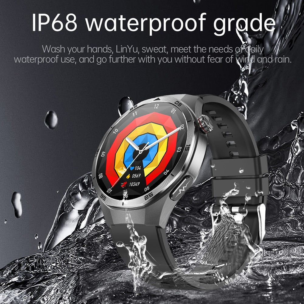ET456 Leather Strap 1.56 Inch Round AMOLED Screen Smart Watch Bluetooth-Compatible Call ECG Health Monitor Sports Watch