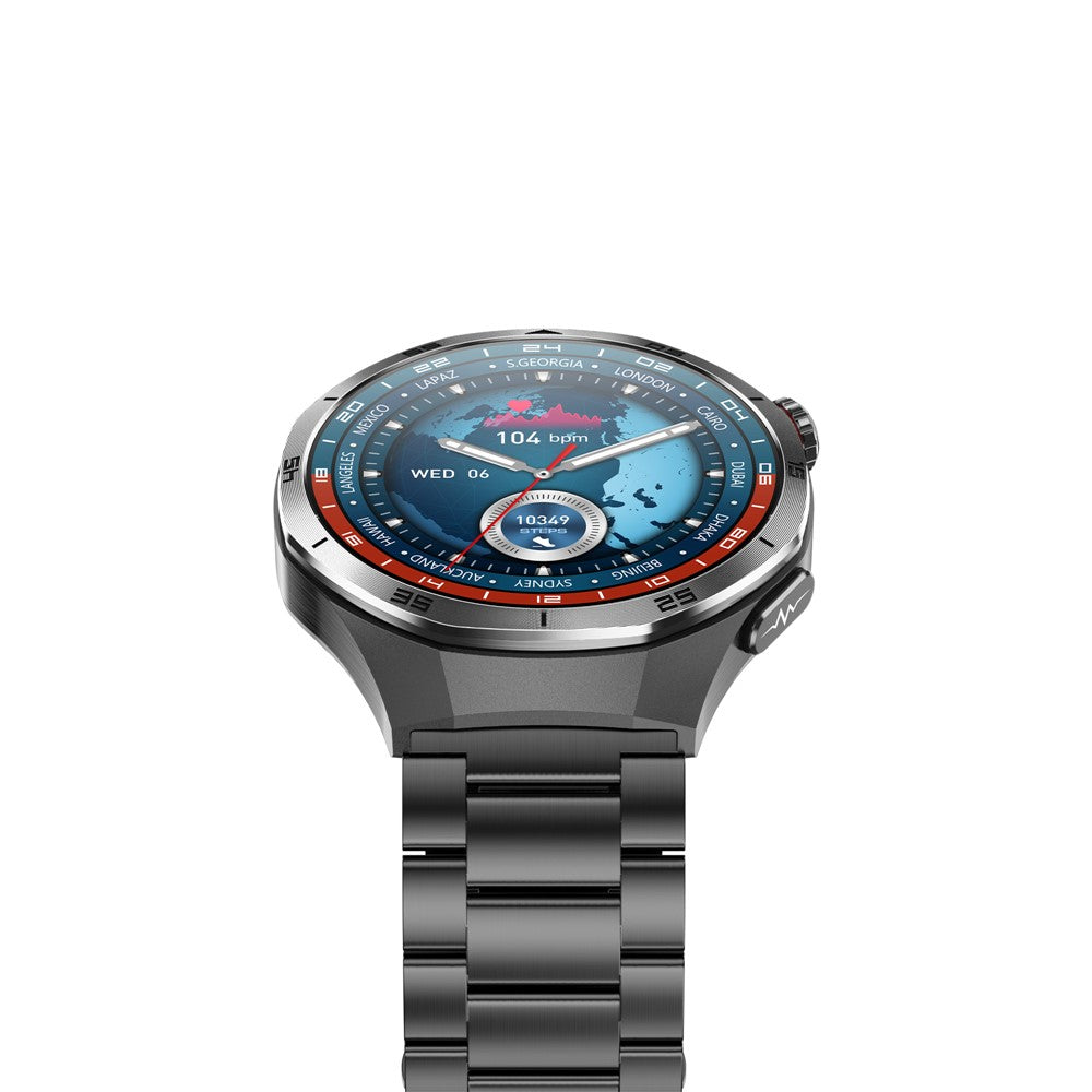 ET456 Steel Strap 1.56 Inch Round AMOLED Screen Smart Watch Bluetooth-Compatible Call ECG Health Monitor Sports Watch