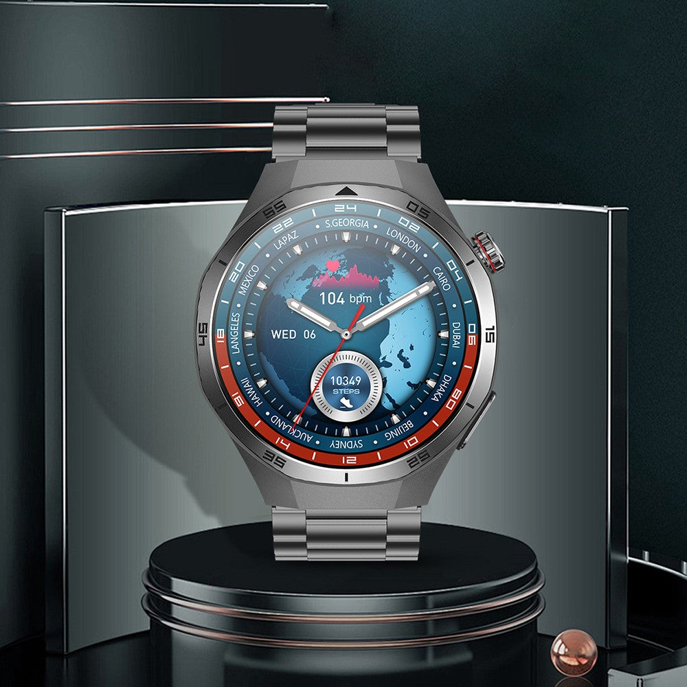 ET456 Steel Strap 1.56 Inch Round AMOLED Screen Smart Watch Bluetooth-Compatible Call ECG Health Monitor Sports Watch