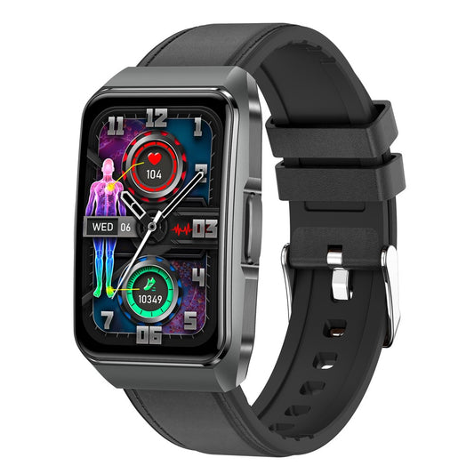 ET650 Leather + Silicone Strap Smart Bracelet Body Temperature Health Monitor Bluetooth-Compatible Call Smart Watch