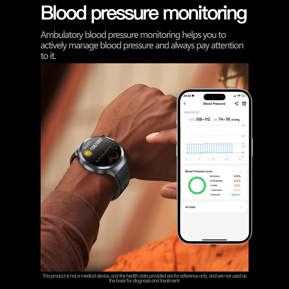 ET475 1.73 Inch AMOLED Screen Smart Watch ECG Health Monitor Bluetooth-Compatible Calling Watch, Silicone Strap