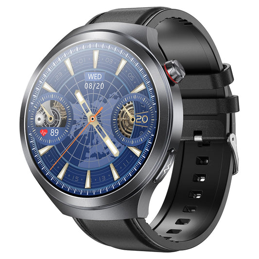 ET475 1.73 Inch AMOLED Screen Smart Watch ECG Health Monitor Bluetooth-Compatible Calling Watch, Leather Strap