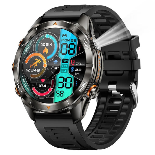 KT80 Outdoor Sports Smart Watch 3ATM Waterproof Bluetooth-Compatible Calling Wristwatch with Flashlight
