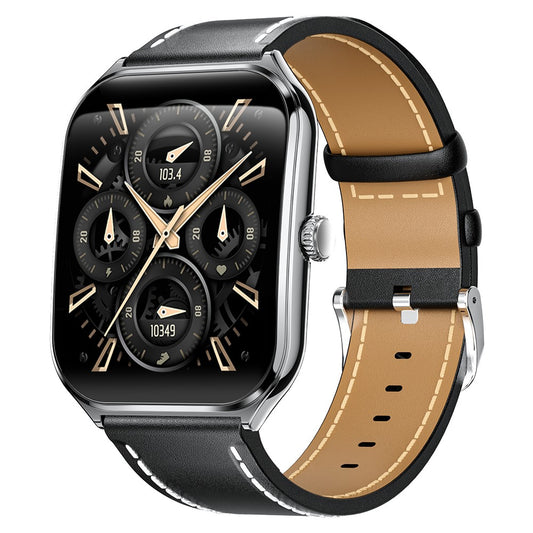 MT61 Ultra Thin Smart Watch 1.96 Inch AMOLED Curved Screen Bluetooth-Compatible Calling Health Monitor, Leather Strap