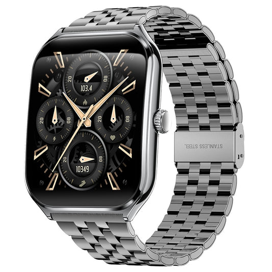 MT61 Ultra Thin Smart Watch 1.96 Inch AMOLED Curved Screen Bluetooth-Compatible Calling Health Monitor, Steel Strap