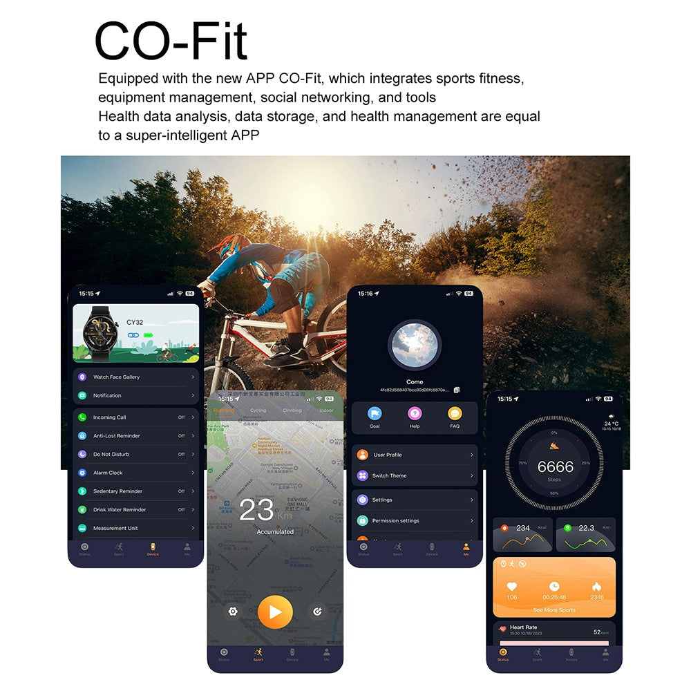 CY32 1.39 Inch Round Screen Smart Watch Heart Rate Health Monitoring IP67 Waterproof Sports Tracker