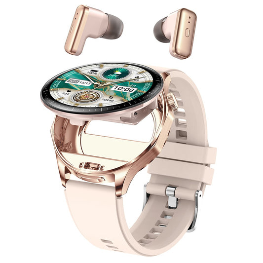 T98 Smart Watch with Built-In Earbuds AMOLED Round Screen Waterproof Bluetooth-Compatible Calling Watch
