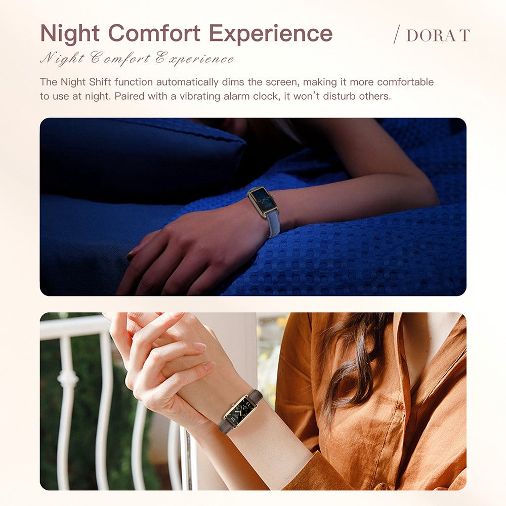Dora T Smart Watch for Women Fitness Tracker IP68 Waterproof Heart Rate Monitor Smartwatch, Leather Band