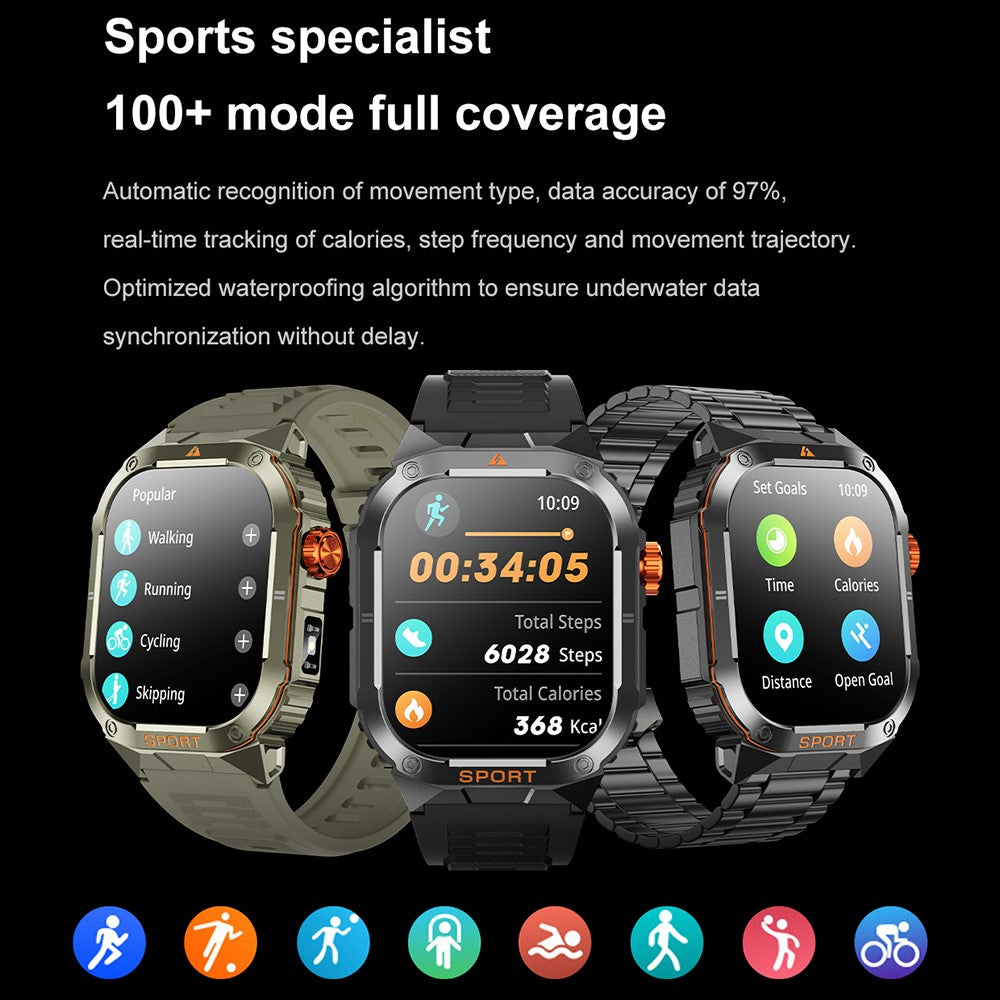 D16 Smart Watch Multifunctional Bluetooth-Compatible Calling Waterproof Pedometer Fitness Tracker for Men