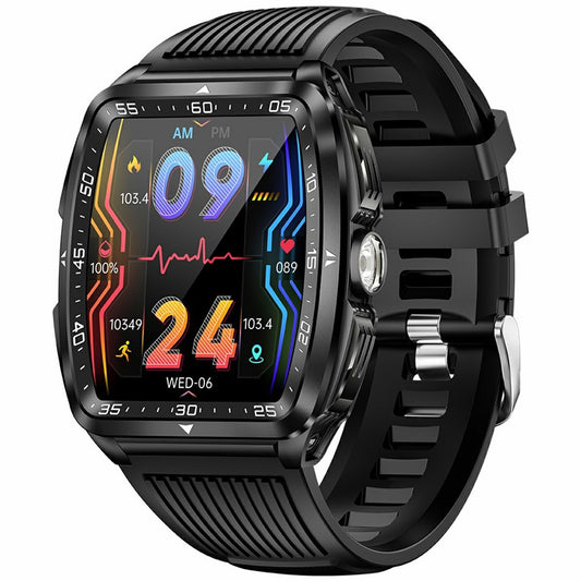 KT83 1.8 Inch Outdoor Smart Watch with Flashlight Health Monitor Bluetooth-Compatible Calling Wristwatch