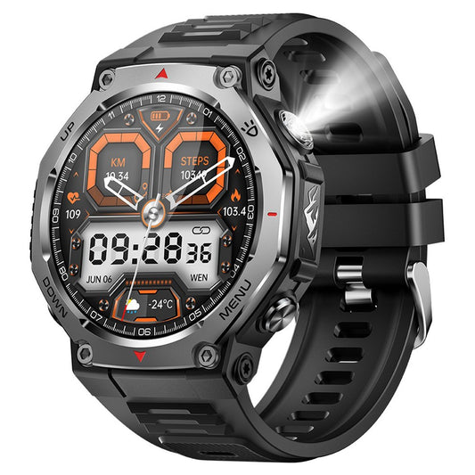 KT85 Smart Watch Waterproof Rugged Outdoor Bluetooth-Compatible Call LED Flashlight Sports Fitness Tracker Watch