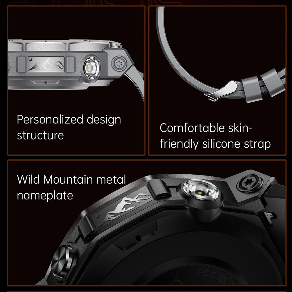 KT85 Smart Watch Waterproof Rugged Outdoor Bluetooth-Compatible Call LED Flashlight Sports Fitness Tracker Watch