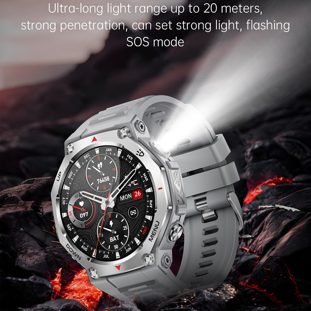 KT85 Smart Watch Waterproof Rugged Outdoor Bluetooth-Compatible Call LED Flashlight Sports Fitness Tracker Watch
