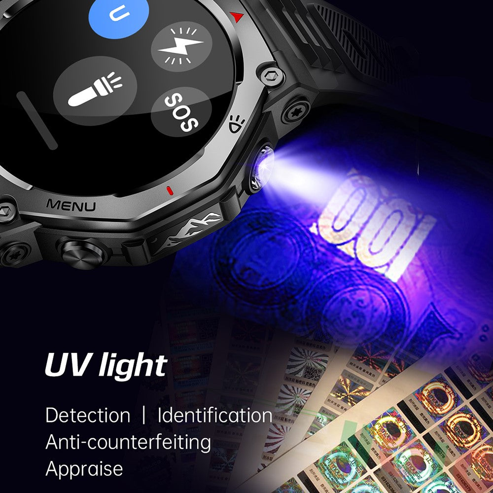 KT85 Smart Watch Waterproof Rugged Outdoor Bluetooth-Compatible Call LED Flashlight Sports Fitness Tracker Watch