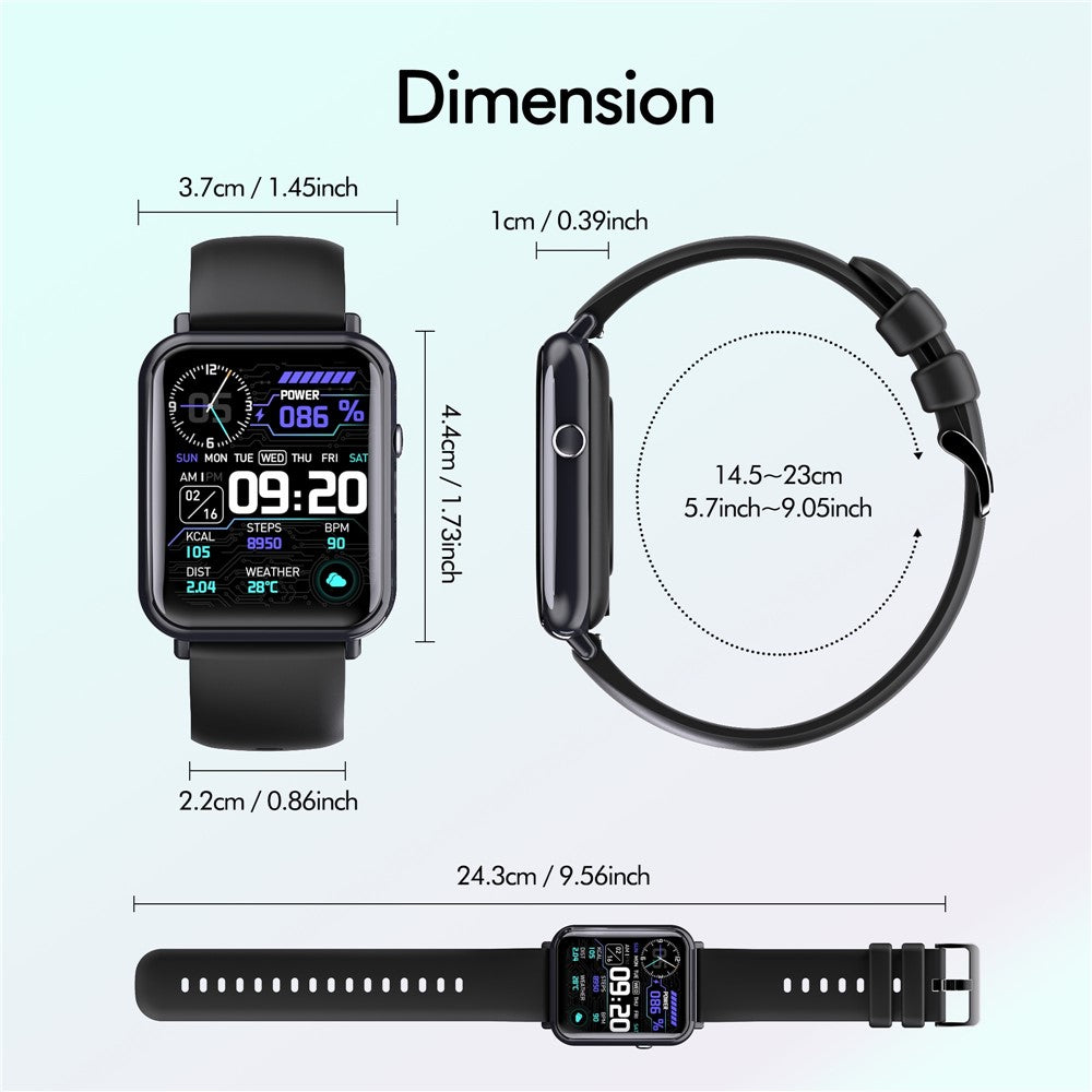 Q19 Pro 1.69 inch Temperature Detection Bluetooth-compatible Smart Watch Sports Tracker Heart Rate Sleep Health Monitoring Smart Bracelet