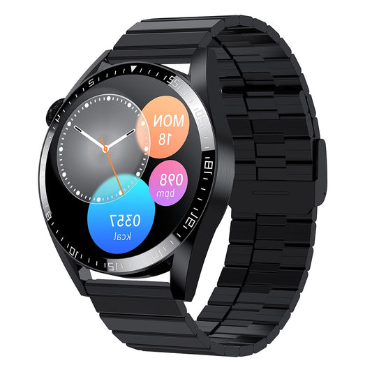 i39 1.28 inch Bluetooth-compatible Call Smart Watch Heart Rate Monitor Music Control IP67 Waterproof Fitness Bracelet, Steel Strap
