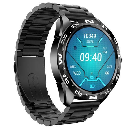 i32 IP67 Waterproof 1.32 inch Fitness Bracelet Heart Rate Blood Pressure Real-time Monitor Message Reminder Smart Watch, Steel Strap