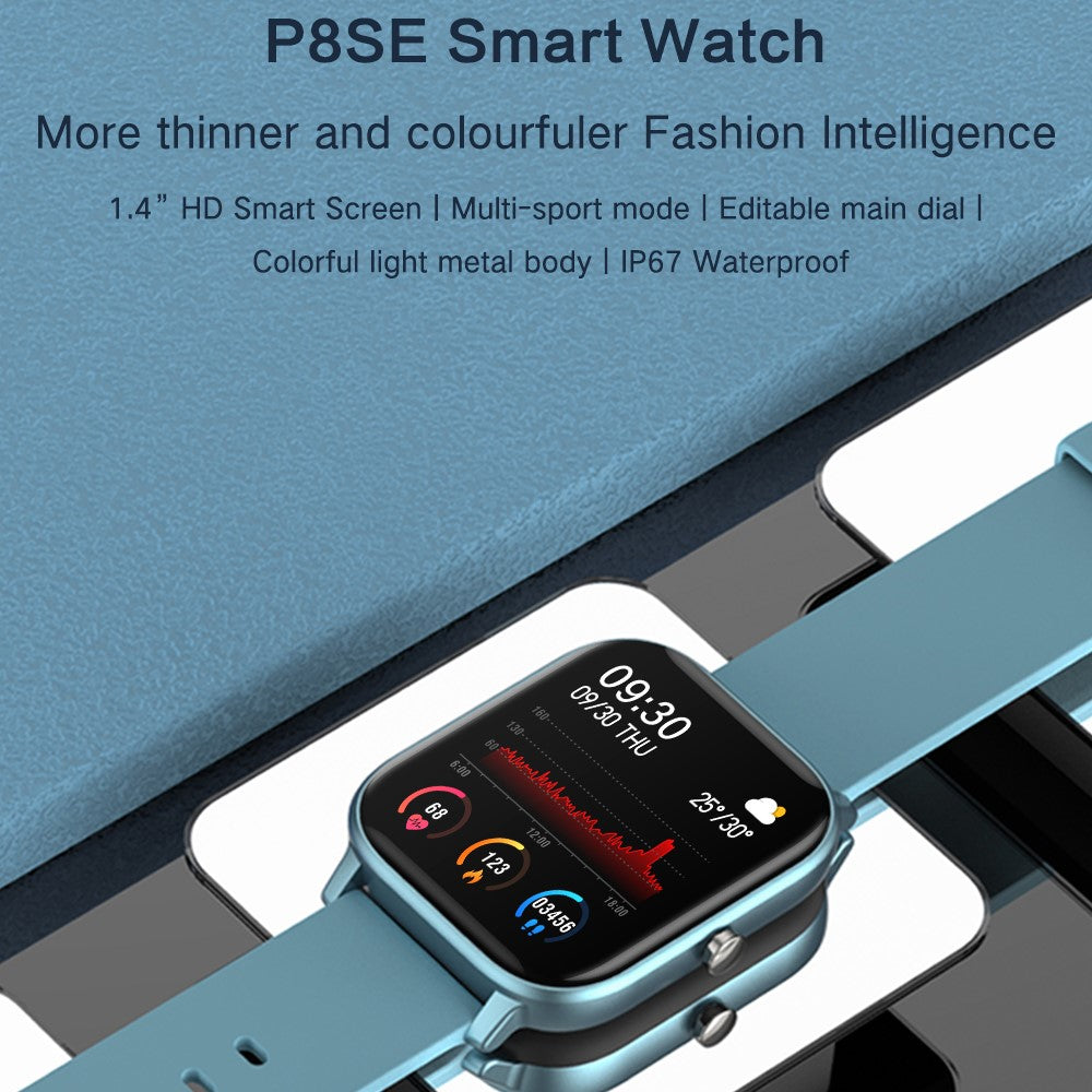 LEMONDA SMART P8SE 1.4 inch Full Touch Smart Watch IP67 Waterproof Sports Bracelet with Message Reminder Sleep/Heart Rate Monitoring