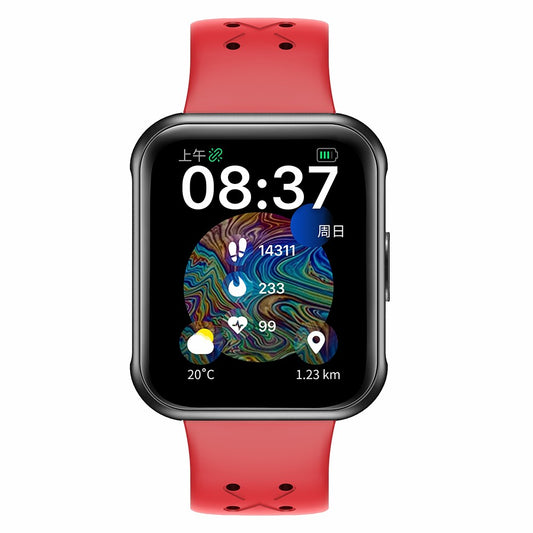 G16 Smart Watch 1.7'' HD Screen Heart Rate Monitoring Sleeping Sports Tracker Bluetooth-compatible Waterproof Smart Bracelet Band for Men and Women- Red