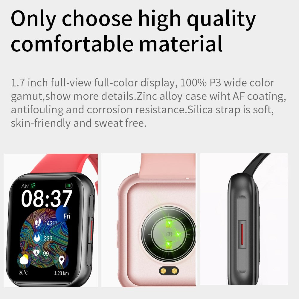 G16 Smart Watch 1.7'' HD Screen Heart Rate Monitoring Sleeping Sports Tracker Bluetooth-compatible Waterproof Smart Bracelet Band for Men and Women- Red