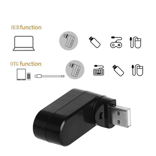 Universal Mini Rotatable 3 Port USB 3.0 Hub High Speed Data Transfer Adapter USB Expander