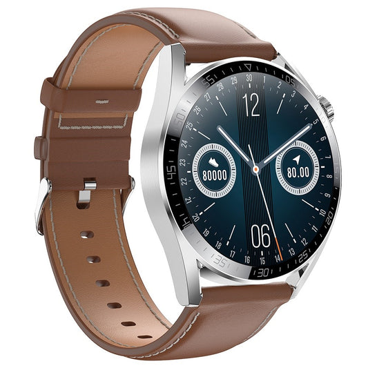 AK03Pro Smart Watch Heart Rate Monitor Fitness Tracker IP67 Waterproof Bluetooth-compatible Call Wrist Bracelet, Leather Strap
